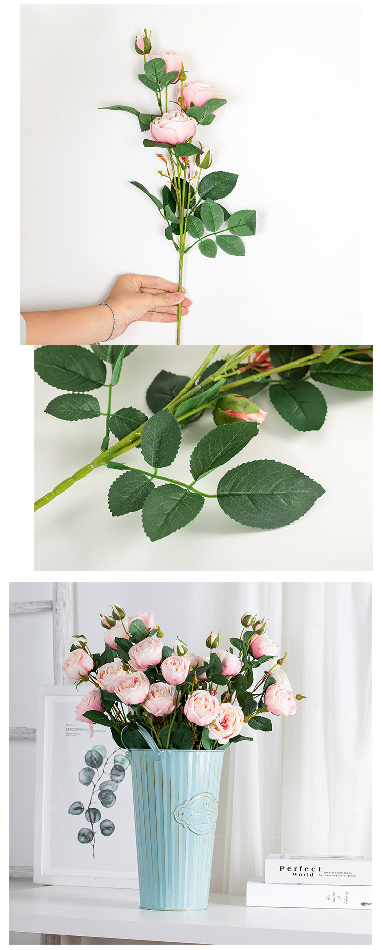INS Core wrapped rose artificial flower manufacturer for home decoration, wedding, hand-held bouquets, road guide flowers, wall artificial flowers DY1-3249 pic 8