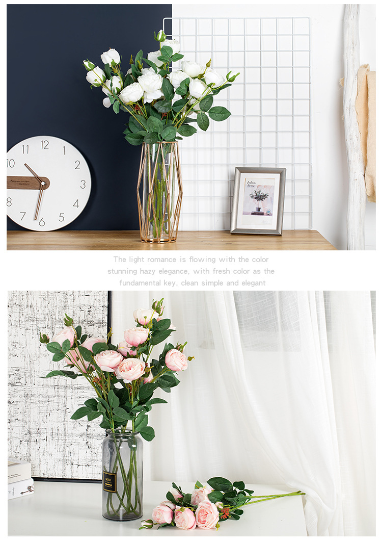 INS Core wrapped rose artificial flower manufacturer for home decoration, wedding, hand-held bouquets, road guide flowers, wall artificial flowers DY1-3249 pic 6