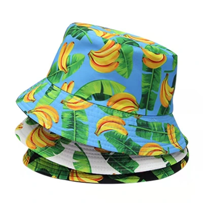 Banana print fisherman hat summer men and women travel sun protection hat tropical fruit cross-border hat wholesale thumbnail