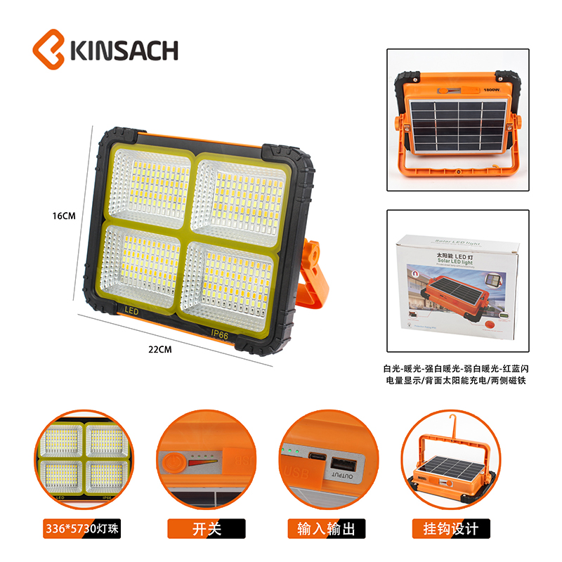 Solar floodlights, outdoor rescue work lights, adventure power outages, camping LED, outdoor hiking details Picture