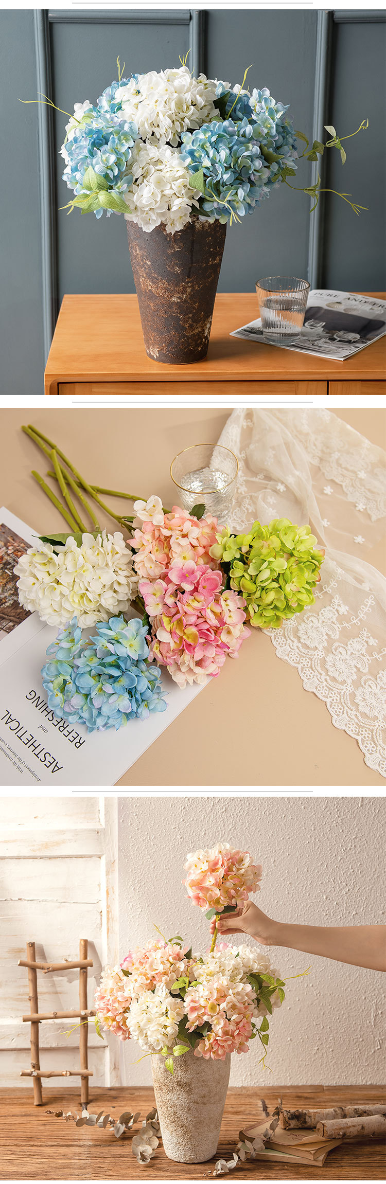 14 colors of artificial hydrangea, INS manufacturer, home decoration, wedding bouquet, road guide, flower wall, artificial flower MW52666 pic 8