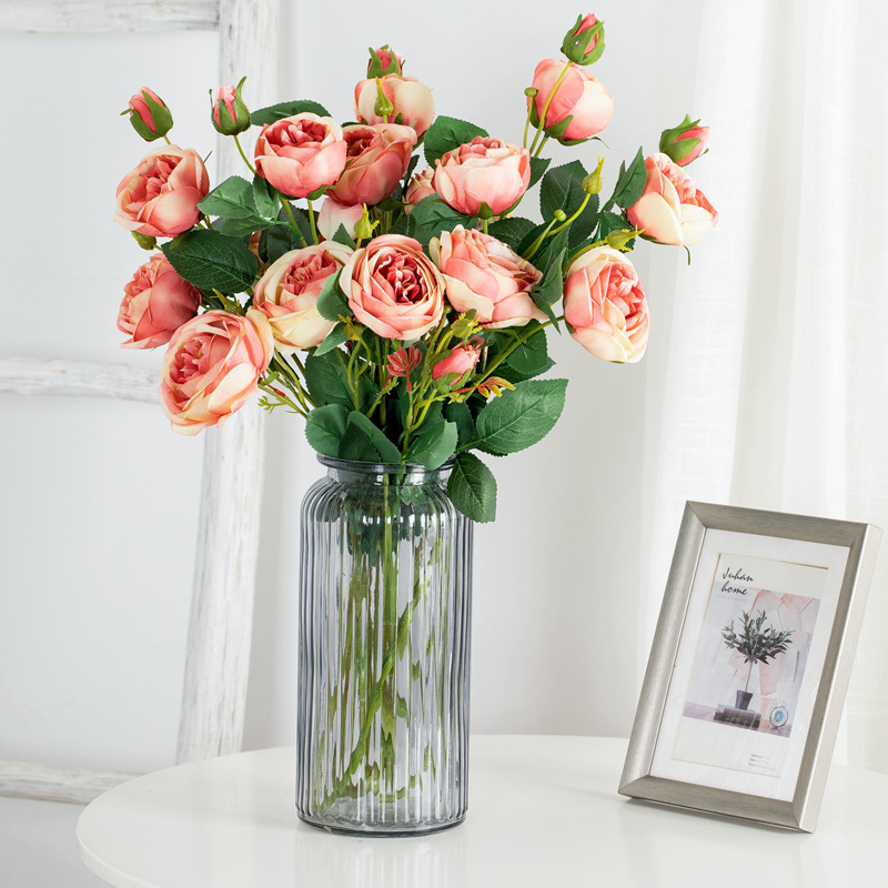 INS Core wrapped rose artificial flower manufacturer for home decoration, wedding, hand-held bouquets, road guide flowers, wall artificial flowers DY1-3249 details Picture