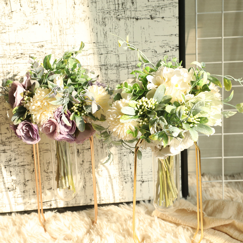 Tea flower bouquets, Amazon artificial flower manufacturers, home decoration, wedding hand-held bouquets, plant wall artificial flowers MW66780 Specification image