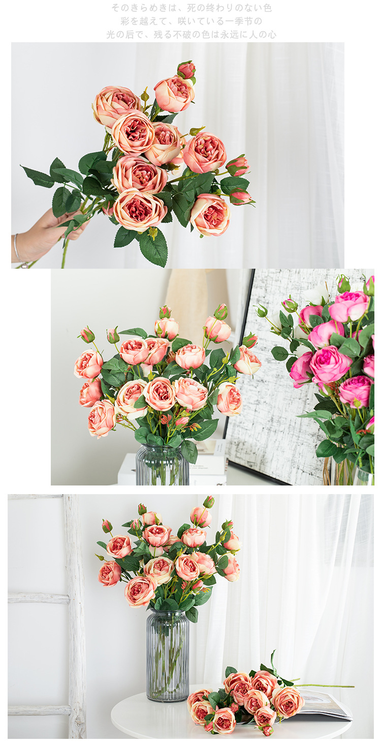 INS Core wrapped rose artificial flower manufacturer for home decoration, wedding, hand-held bouquets, road guide flowers, wall artificial flowers DY1-3249 pic 11