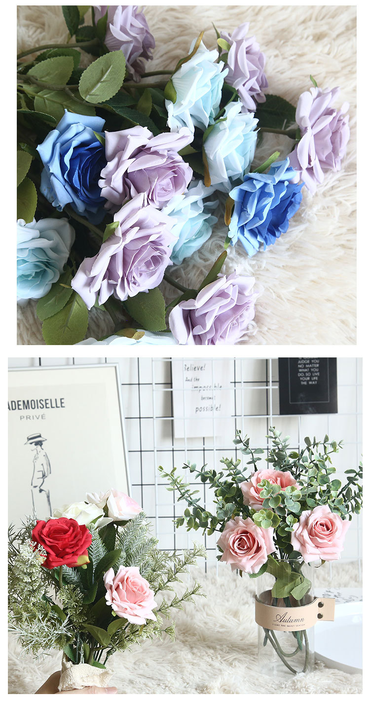 Artificial flower Mida rose plant bonsai wedding decoration INS style artificial flower wall rose MW69911 pic 16