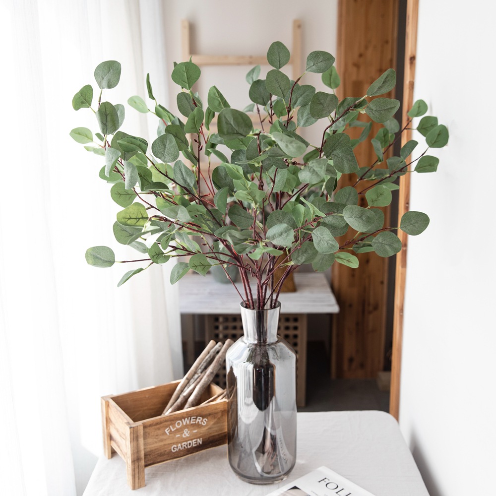 Artificial flower eucalyptus, eucalyptus leaf, money leaf, ginkgo leaf manufacturer, home decoration plant wall artificial flower MW26642