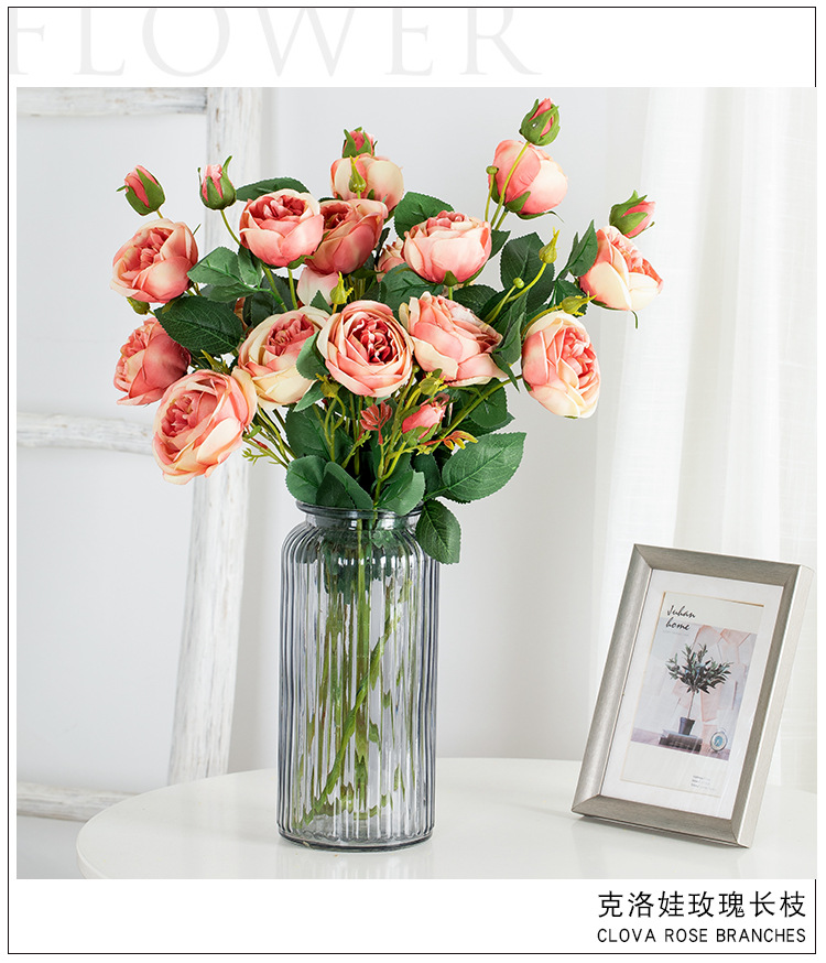 INS Core wrapped rose artificial flower manufacturer for home decoration, wedding, hand-held bouquets, road guide flowers, wall artificial flowers DY1-3249 pic 1