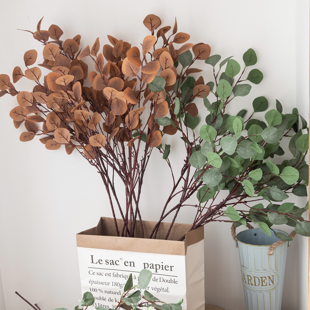 Artificial flower eucalyptus, eucalyptus leaf, money leaf, ginkgo leaf manufacturer, home decoration plant wall artificial flower MW26642 details Picture