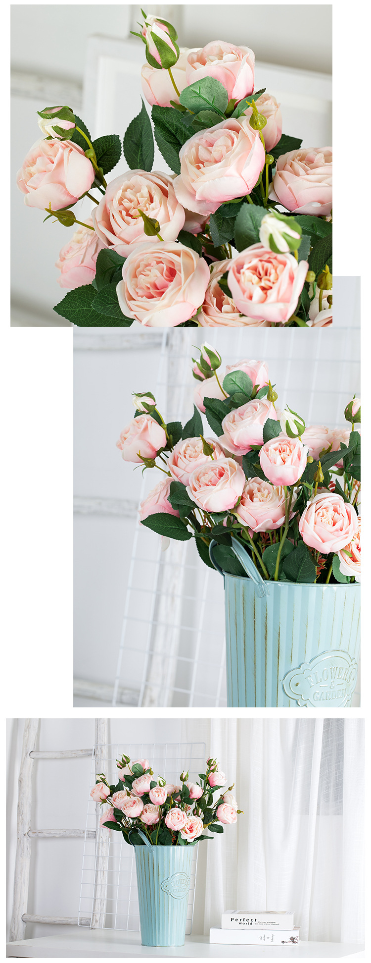 INS Core wrapped rose artificial flower manufacturer for home decoration, wedding, hand-held bouquets, road guide flowers, wall artificial flowers DY1-3249 pic 7