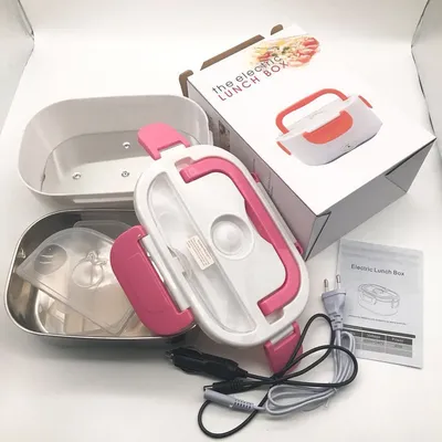 Factory goods stainless steel portable electric thermal insulation box heating car lunch box home car two-in-one double layer lunch box bento thumbnail