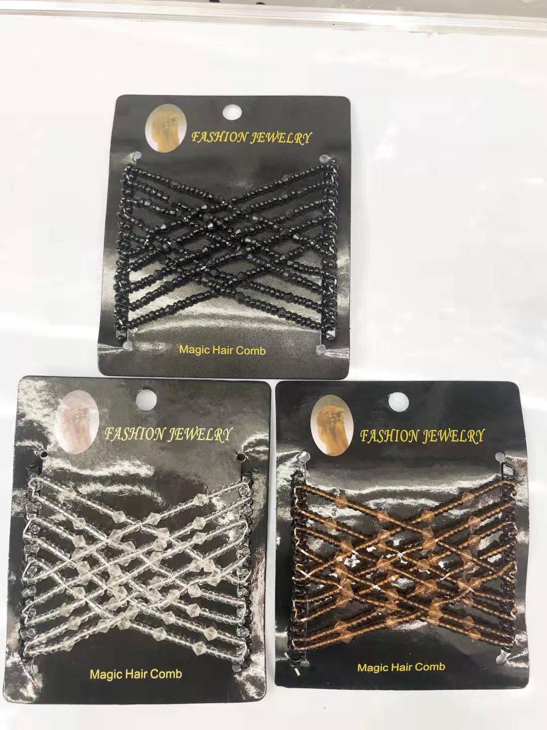 FLY1886 Korean version versatile Hair comb accessory, steel wire hair coil, beaded magic hair comb, style comb wholesale Specification image