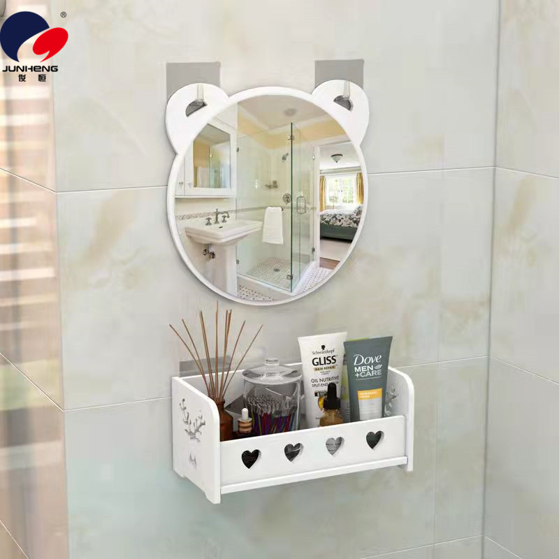Bathroom mirror, washbasin, toilet, simple wall-mounted, with storage rack, small makeup mirror, no need for drilling, A3761 details Picture