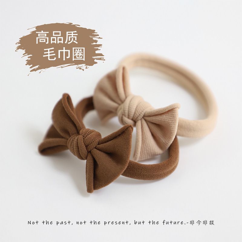 Bow leather cover headband New hair ponytail towel circle High elastic durable rubber band headband hair accessories full figure