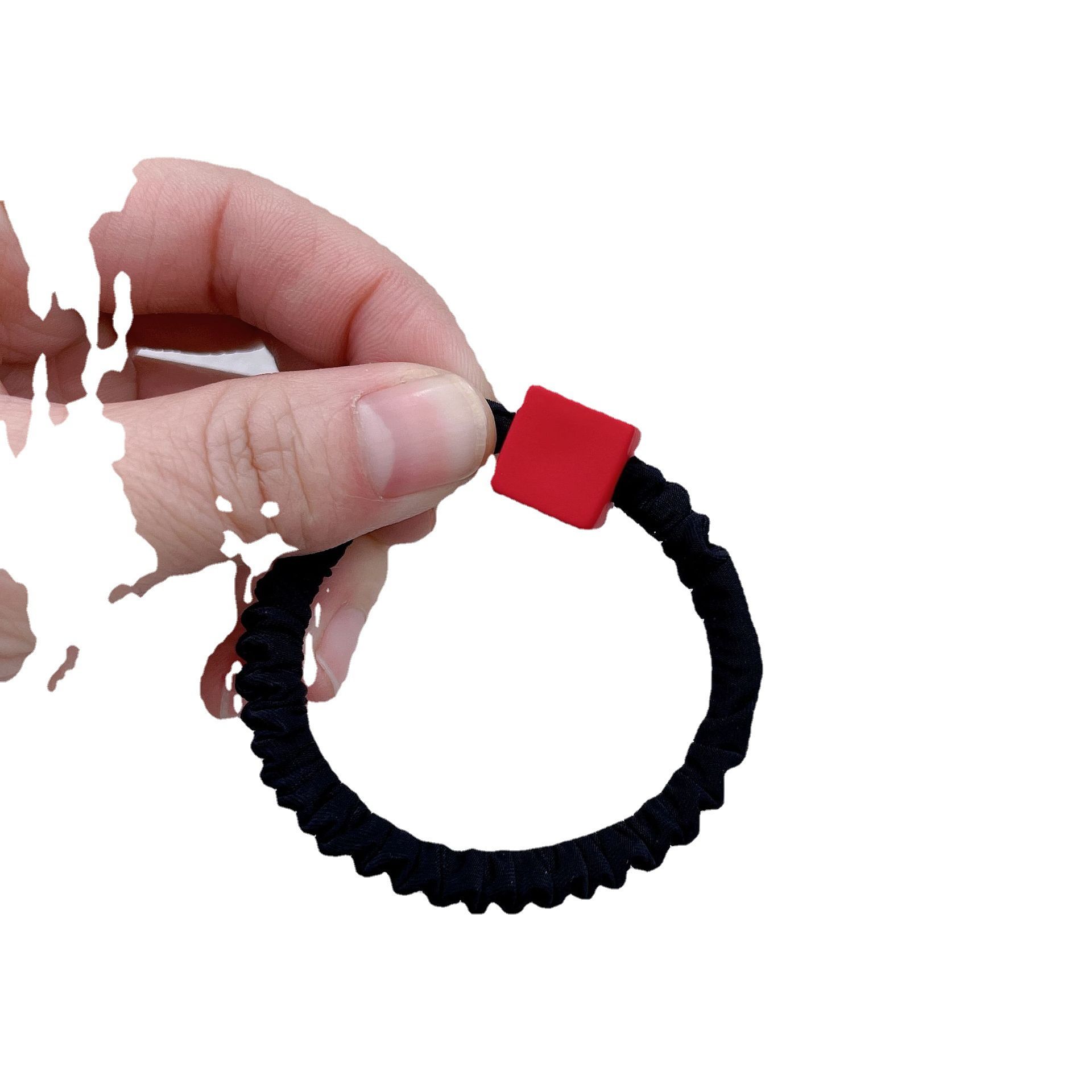 Korean version of the new simple big red square small intestine hairband fashion temperament ponytail head rope hair tie hair rope leather band hair accessories Item Picture