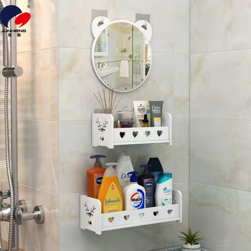 浴室镜子洗手台卫生间厕所简易挂墙壁挂带置物架小号化妆镜免打孔详情图2