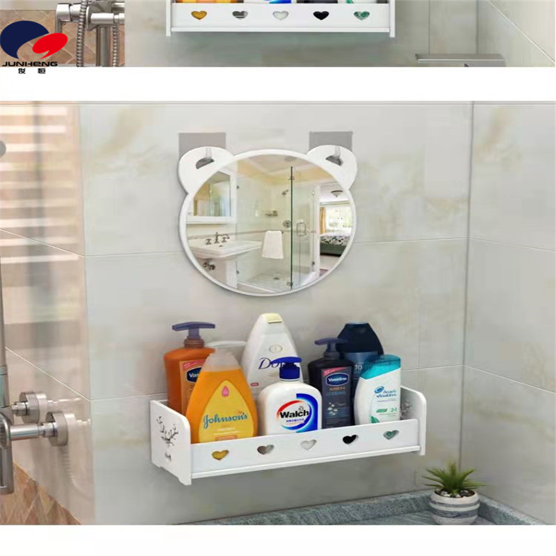 浴室镜子洗手台卫生间厕所简易挂墙壁挂带置物架小号化妆镜免打孔详情3