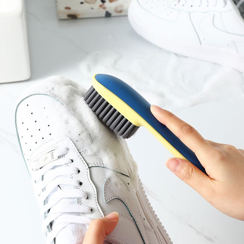 Color-blocking plastic soft bristle shoe brush cleaning brush set, household multi-functional laundry brush, long-handled shoe polish, plastic tool brush Item Picture