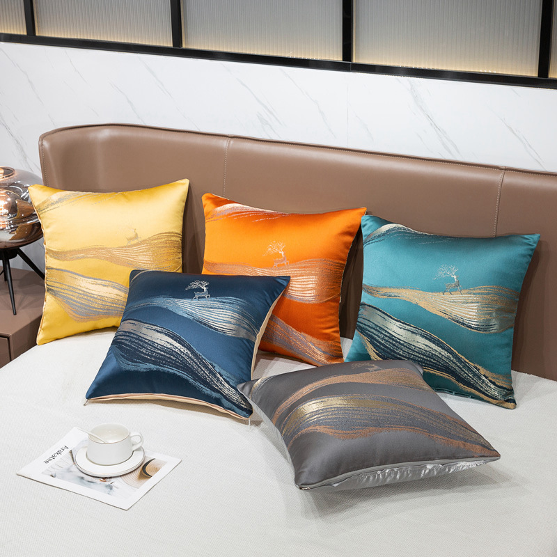 Modern luxury sofa pillow case room satin jacquard cushion cover