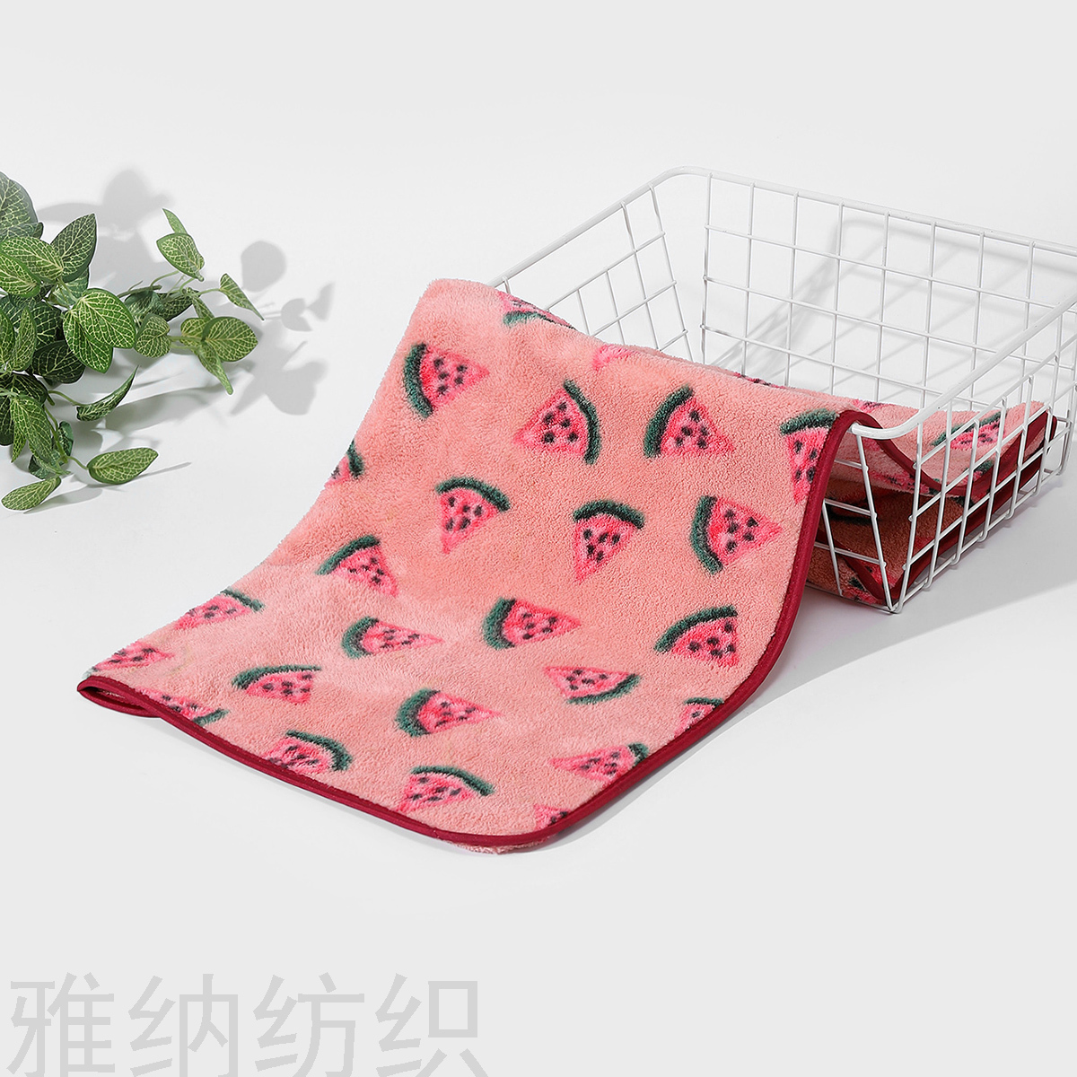 Coral velvet absorbent head wash strawberry towel thumbnail