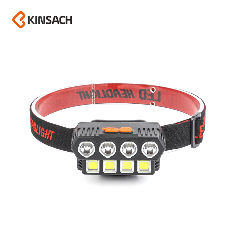 New LED high-intensity flashlight, outdoor COB lighting, night running, sensor fishing, USB charging, camping headlamp