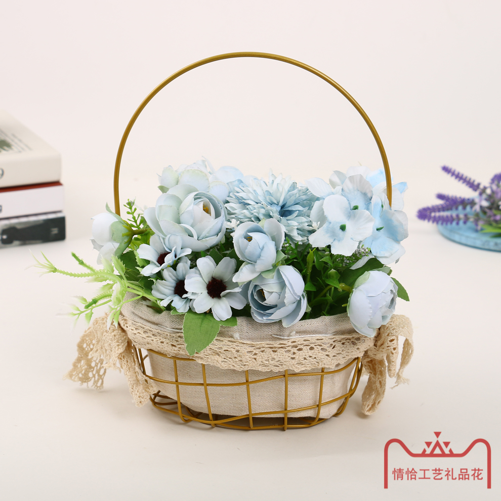 Nuevo estilo de hierro forjado simulación juego de flores casa sala de estar dormitorio decoración Item Picture