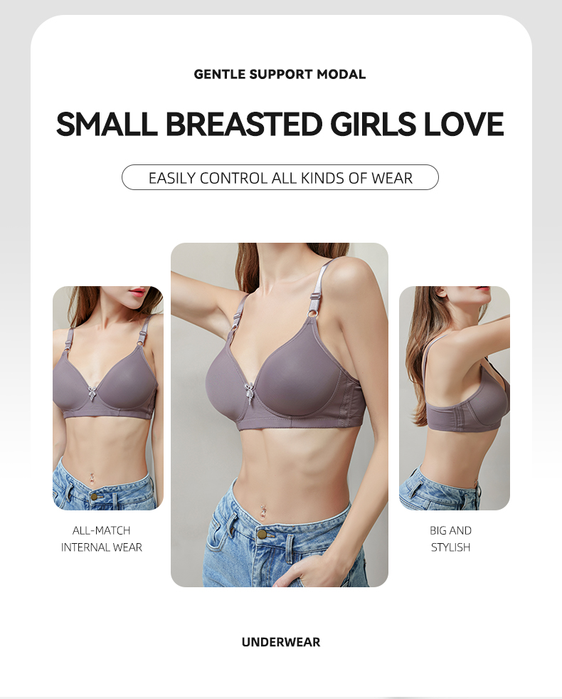 Mei Yu Women Bra Front-Close Wirefree Underwear Top Specification drawing