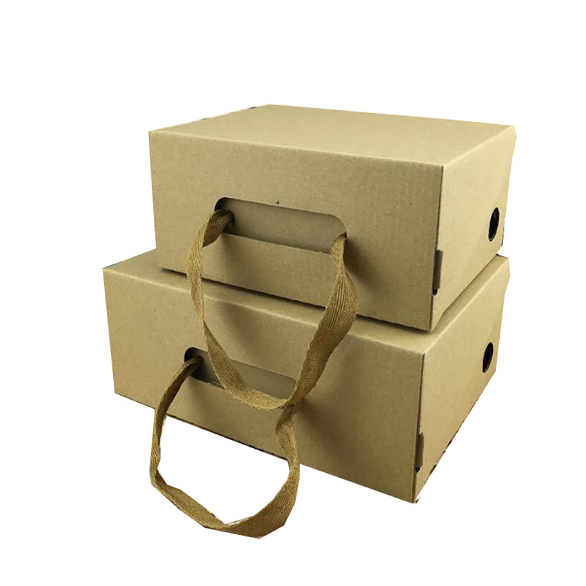 100 Custom Logo Hand-Held Shoebox Folding Kraft Paper Box details Picture