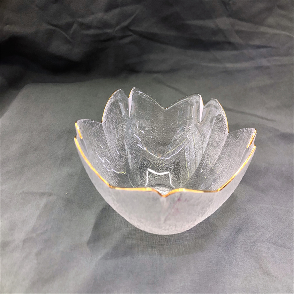法式轻奢描金花边水晶玻璃碗  水果沙拉碗  干果  酸奶 家用营养早餐碗  130MM  160MM  200MM  