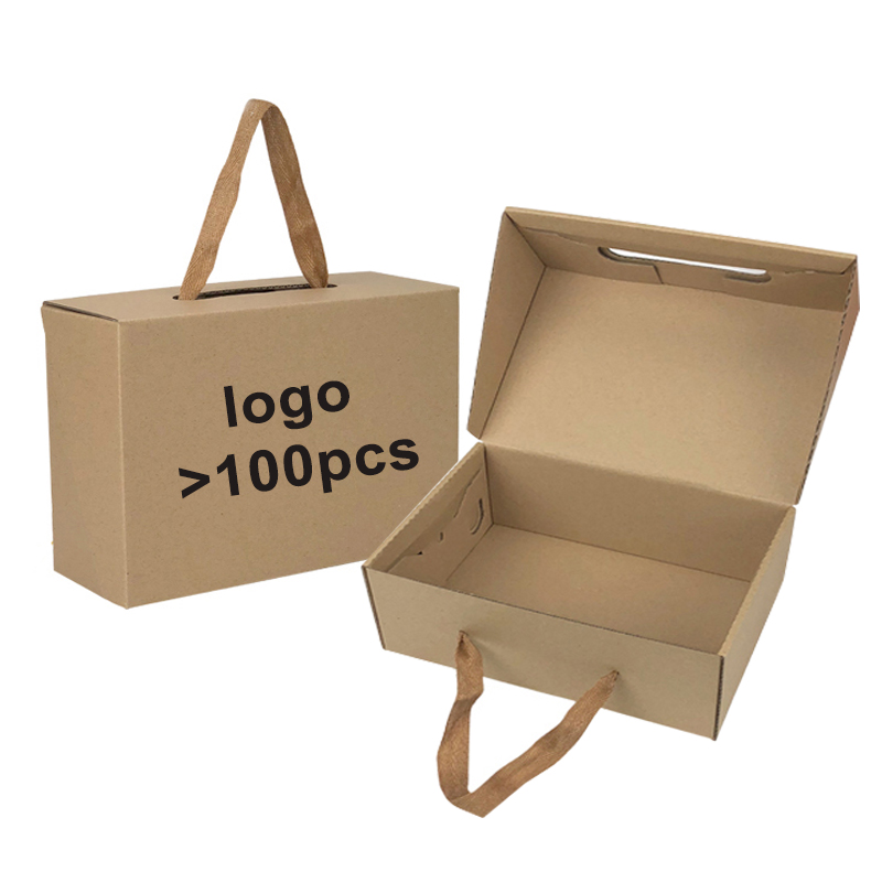 100 Custom Logo Hand-Held Shoebox Folding Kraft Paper Box full figure