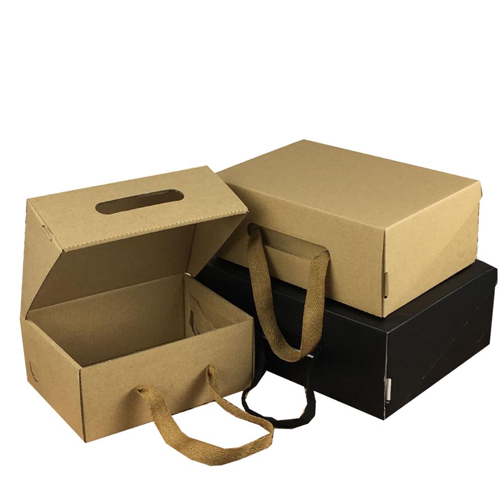100 Custom Logo Hand-Held Shoebox Folding Kraft Paper Box Item Picture