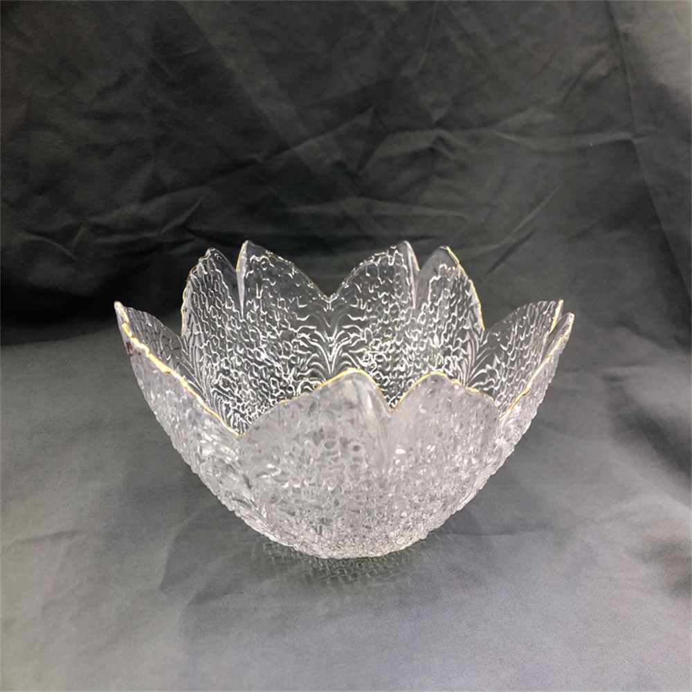 轻奢描金花边水晶玻璃碗 /水果沙拉碗 /家用营养早餐碗产品图