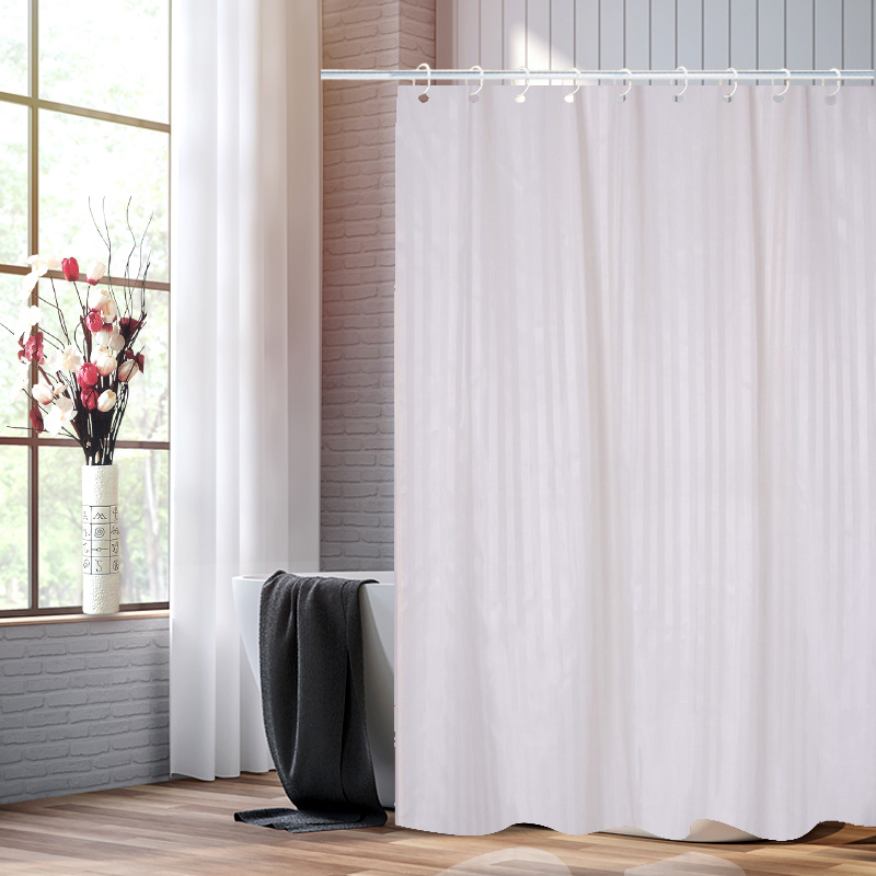 Polyester Solid Striped Shower Curtain Curtain details Picture