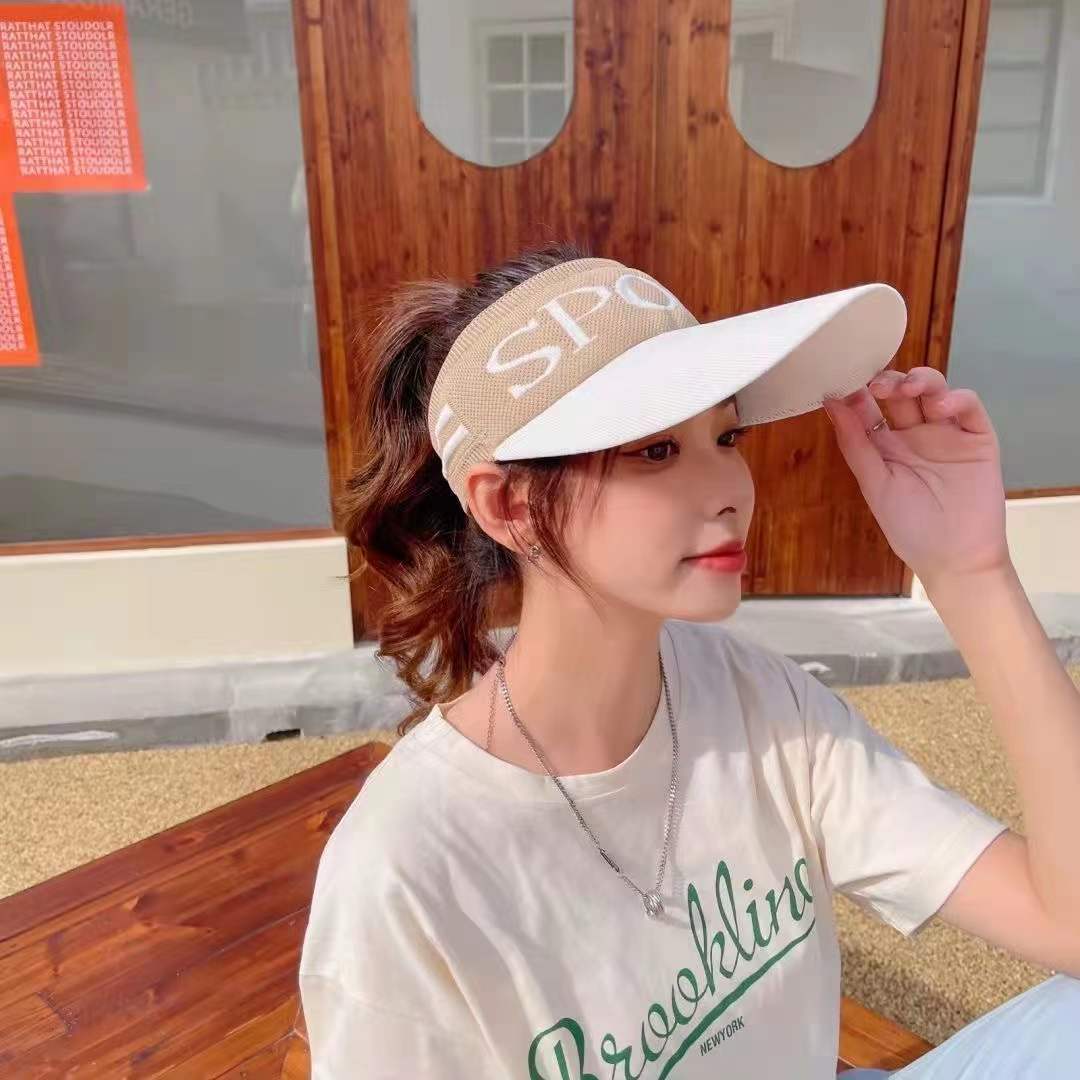 防晒遮阳女户外夏季空顶针织字母UV漏头顶鸭舌帽韩版百搭棒球帽休闲空顶帽Empty Hat Baseball cap详情4