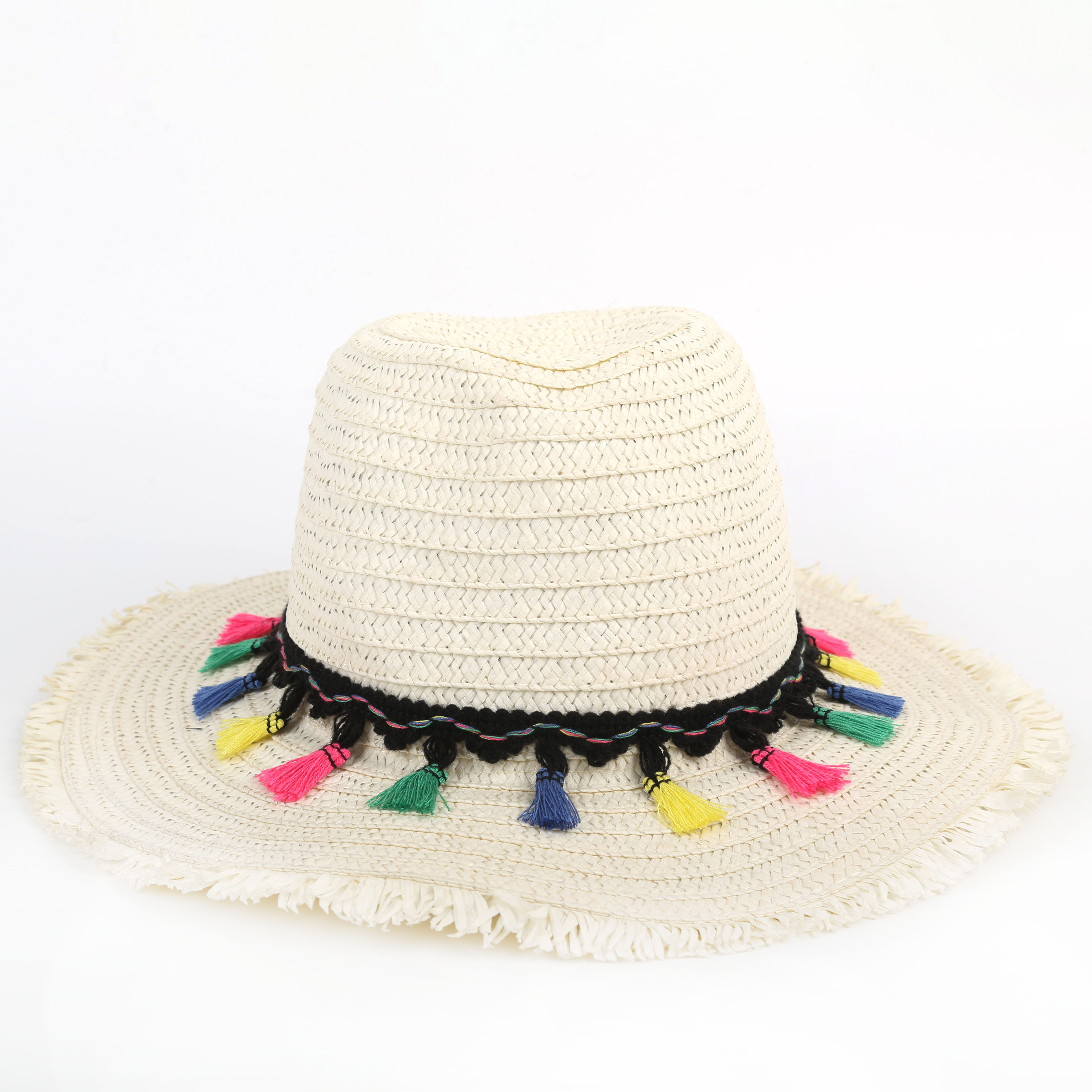 A generation of summer girls beach fringe sunshade straw hat Korean version sweet color hairball casual straw fashion top hat thumbnail
