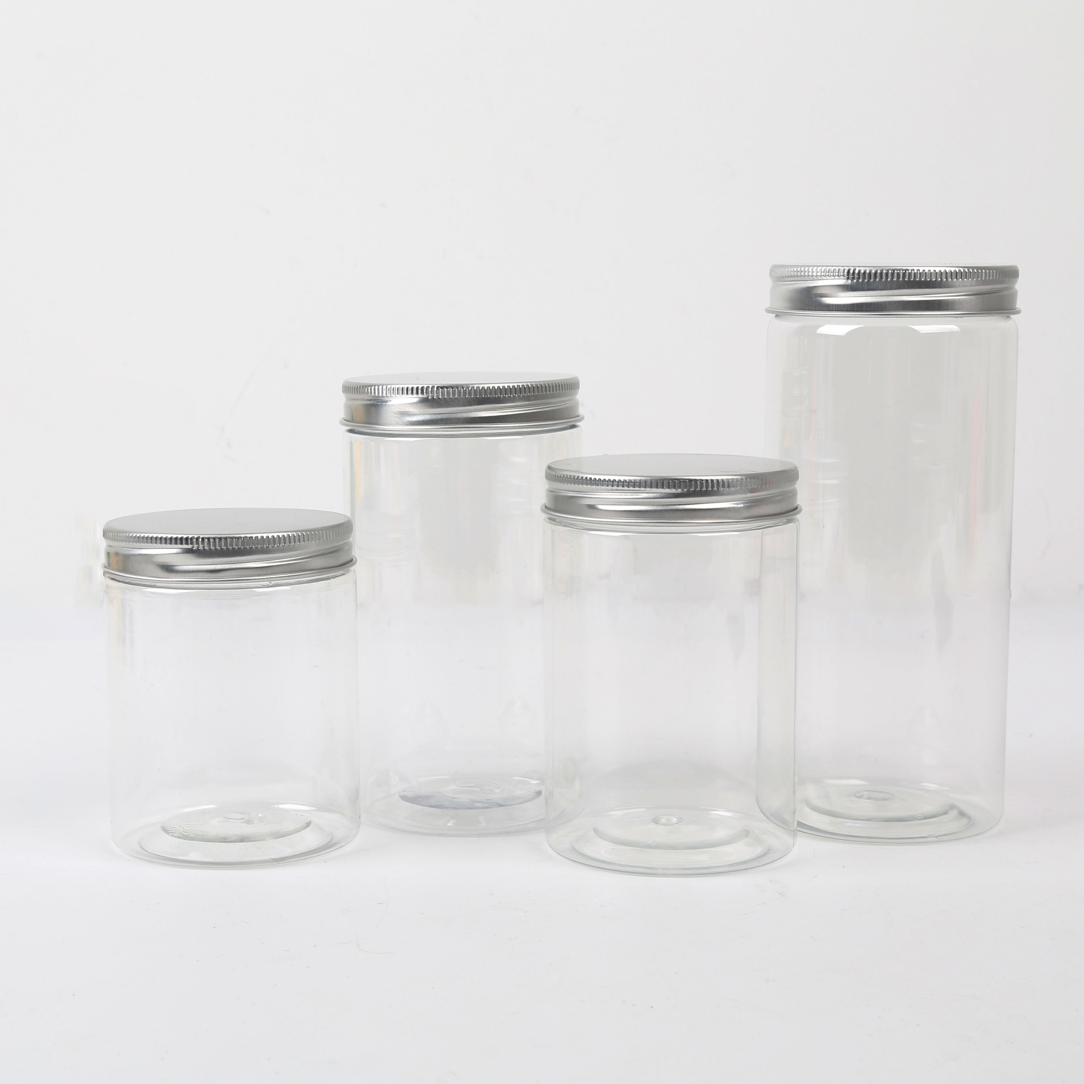Food grade nut honey jar Plastic bottle with lid PET biscuit jar Thickened Packing Transparent sealed jar 65 caliber full height ornament jar aluminum lid Item Picture