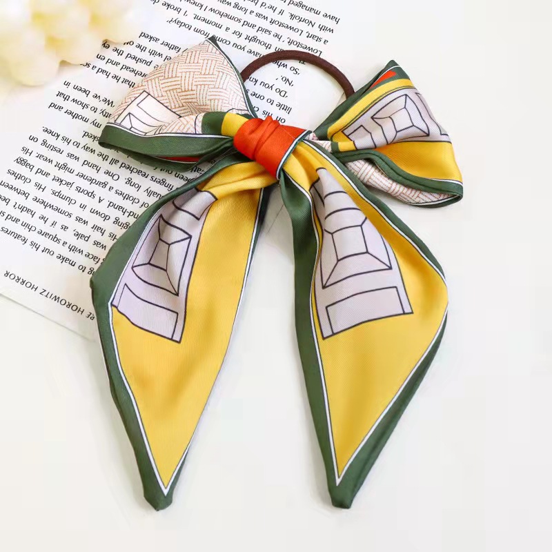 FLY1829韩版新品丝巾发带蝴蝶结发绳 法式领巾飘带束发饰女士发圈详情4