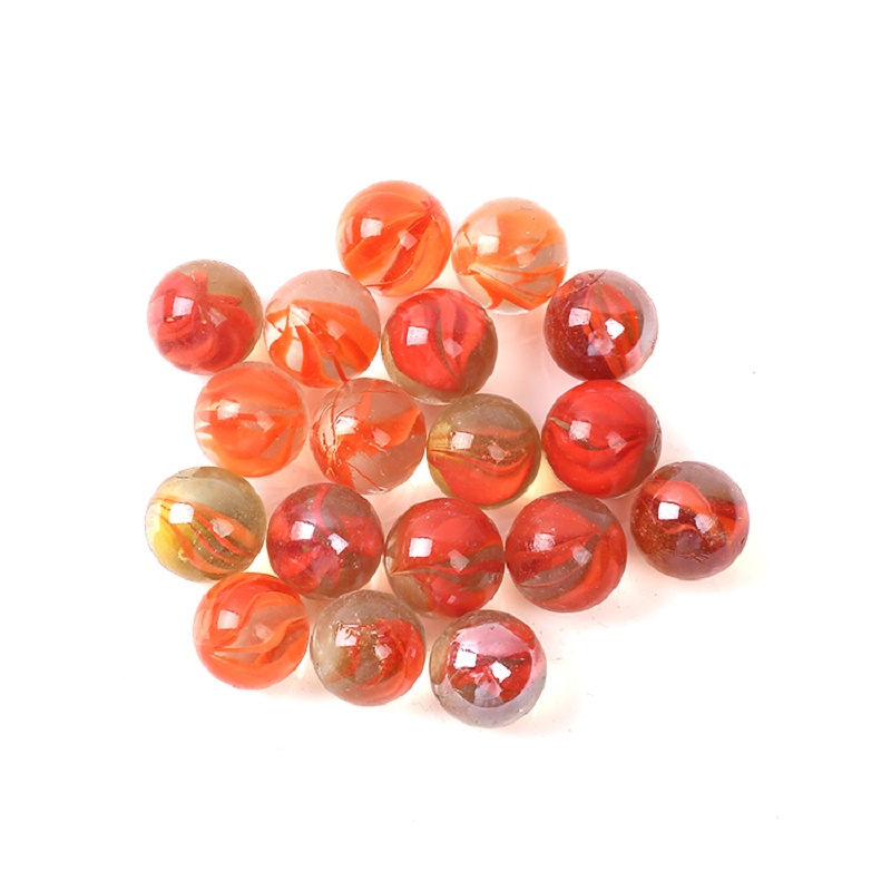 20 16mm colored petal glass marbles, 1.6cm red, yellow, blue and green petal round balls, eight-piece marbles, chessboard beads, petal beads, noble chess details Picture