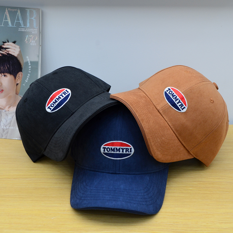Tommyri suede baseball cap, Korean-style men's and women's hats, embroidered solid color sports sunshade and sun protection baseball cap, denim retro vintage vintage Item Picture
