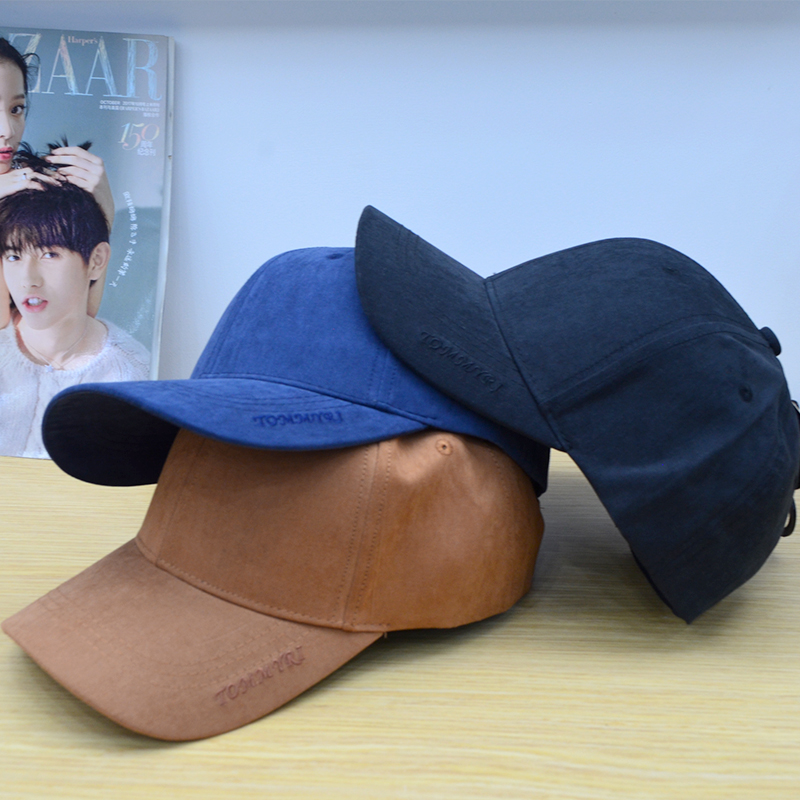 Tommyri baseball caps, Korean version men's and women's caps, suede embroidered solid color sports sunshade and sun protection baseball caps, denim retro vintage vintage full figure