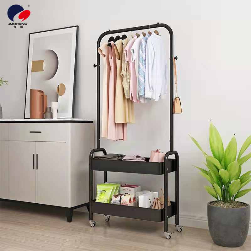 A floor-standing clothes hanger for home bedroom storage and organization, a portable coat hanger, and a multi-functional living room clothes drying rack