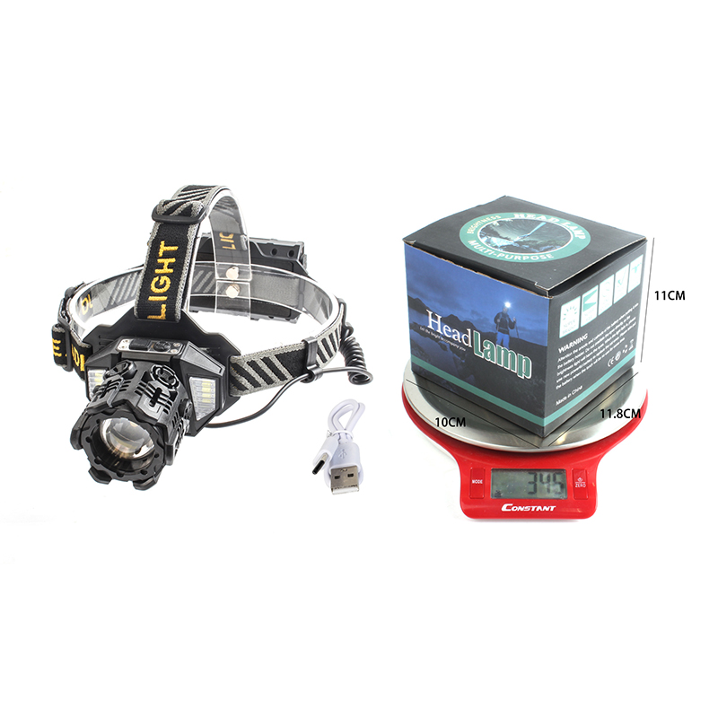 Headlamp strong light rechargeable head-mounted fishing night fishing flashlight, ultra-bright outdoor lithium battery led miner's lamp style seven Specification image