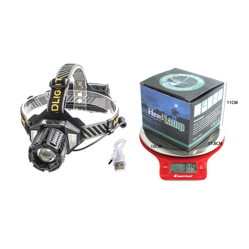 Headlamp strong light rechargeable head-mounted fishing night fishing flashlight, ultra-bright outdoor lithium battery led miner's lamp style 9 Specification image