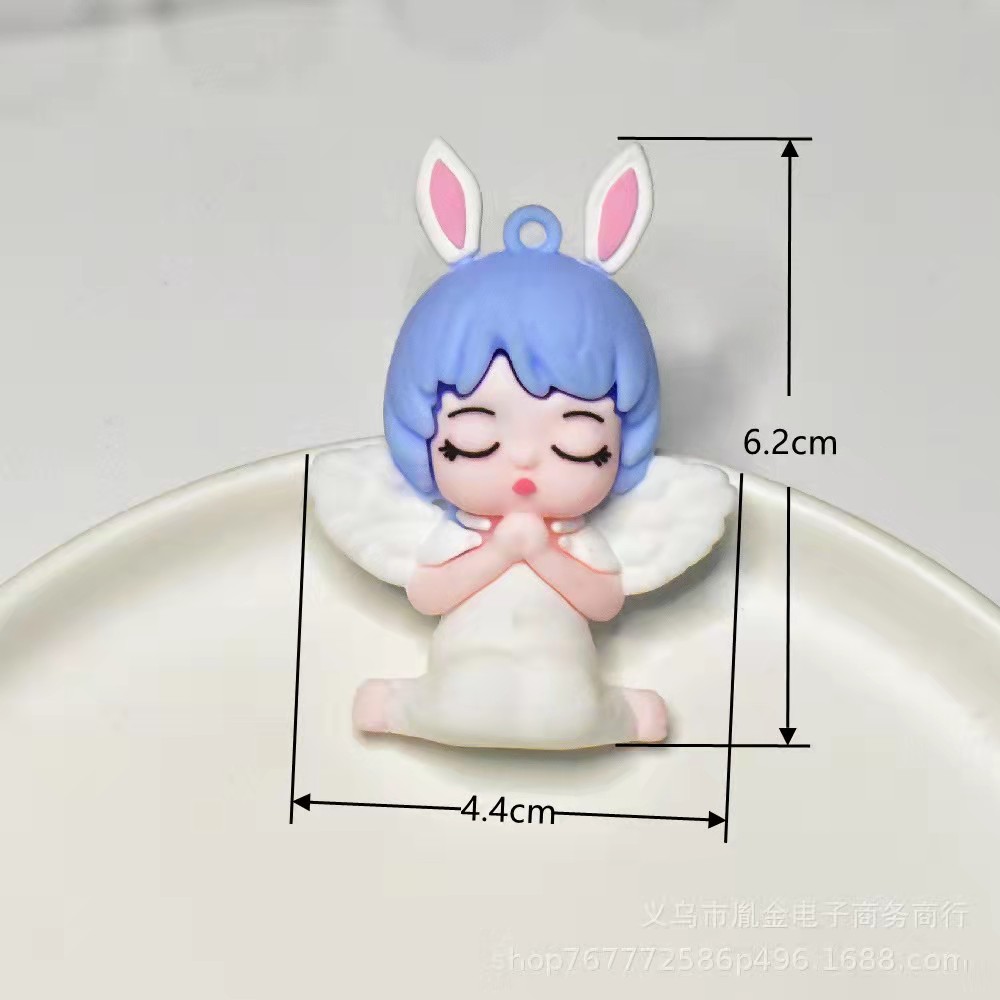 新品 可爱卡通公仔天使兔钥匙扣配件 超萌少女心包包挂饰小礼品详情4