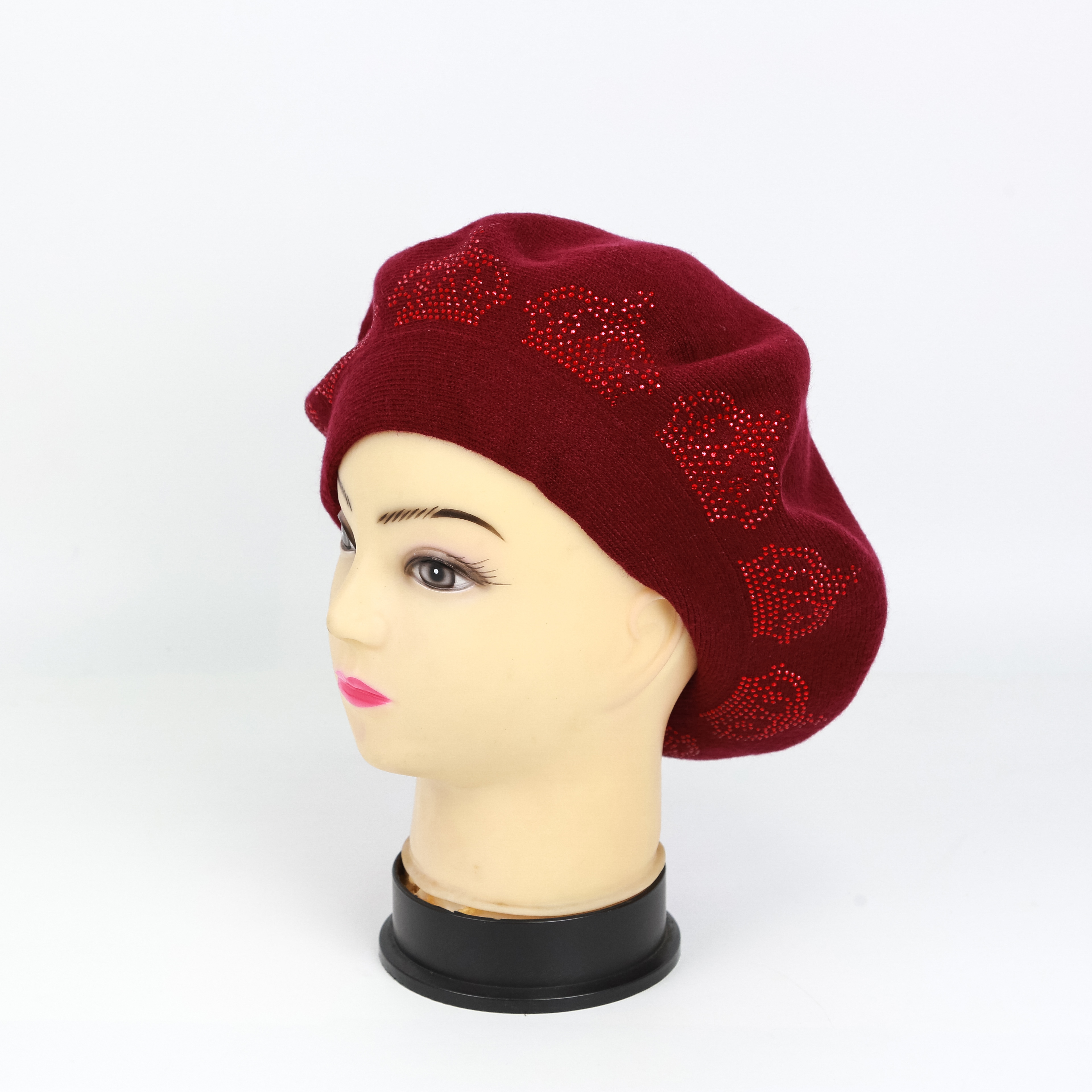 Autumn And Winter Beret Hat Women's Japanese Breathable Bud Hat British Elegant Retro Art Dome Korean Fashion Hundred Tower Knitted Hat Hand-Pressed Diamond Painter Hat