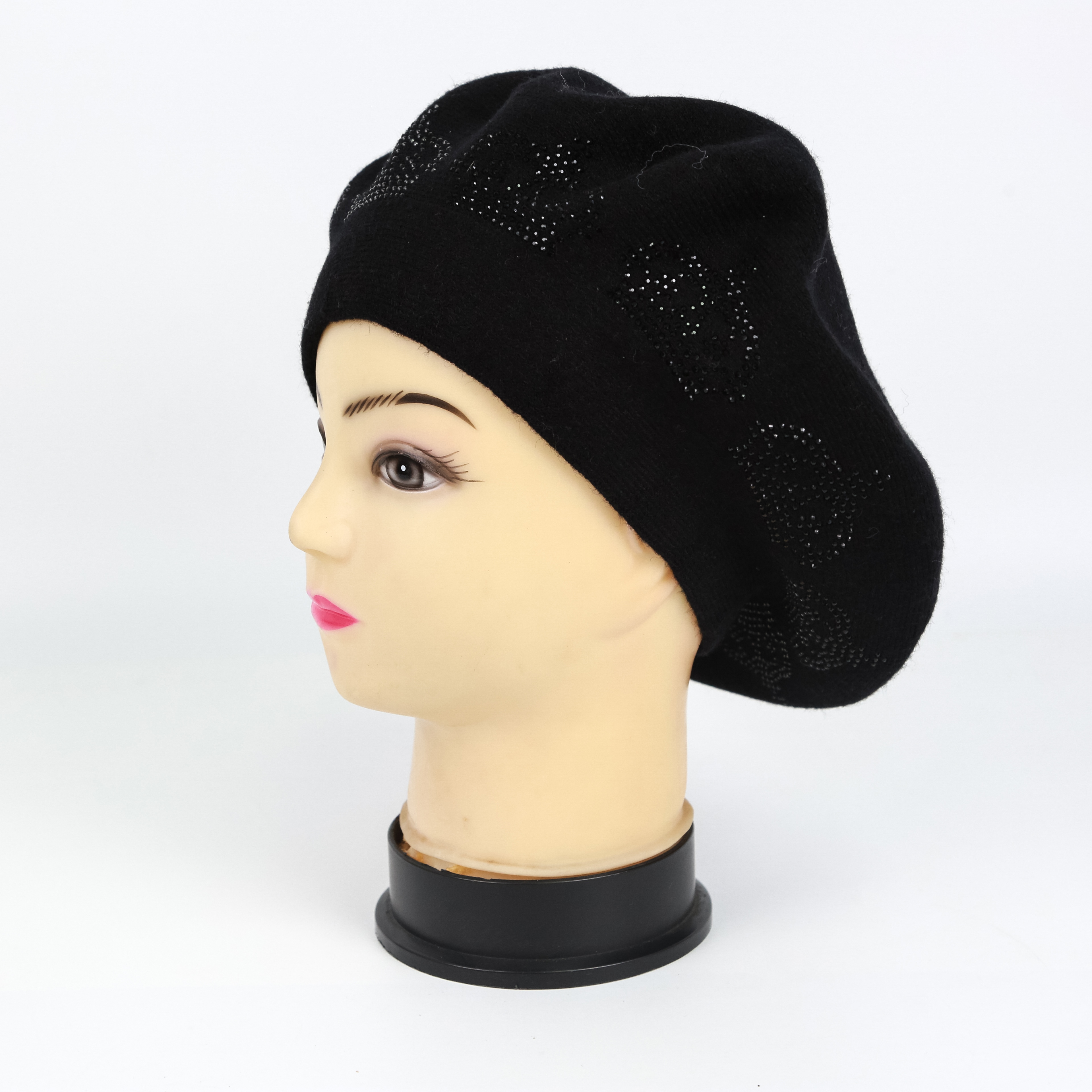 Autumn And Winter Beret Hat Women's Japanese Breathable Bud Hat British Elegant Retro Art Dome Korean Fashion Hundred Tower Knitted Hat Hand-Pressed Diamond Painter Hat Item Picture