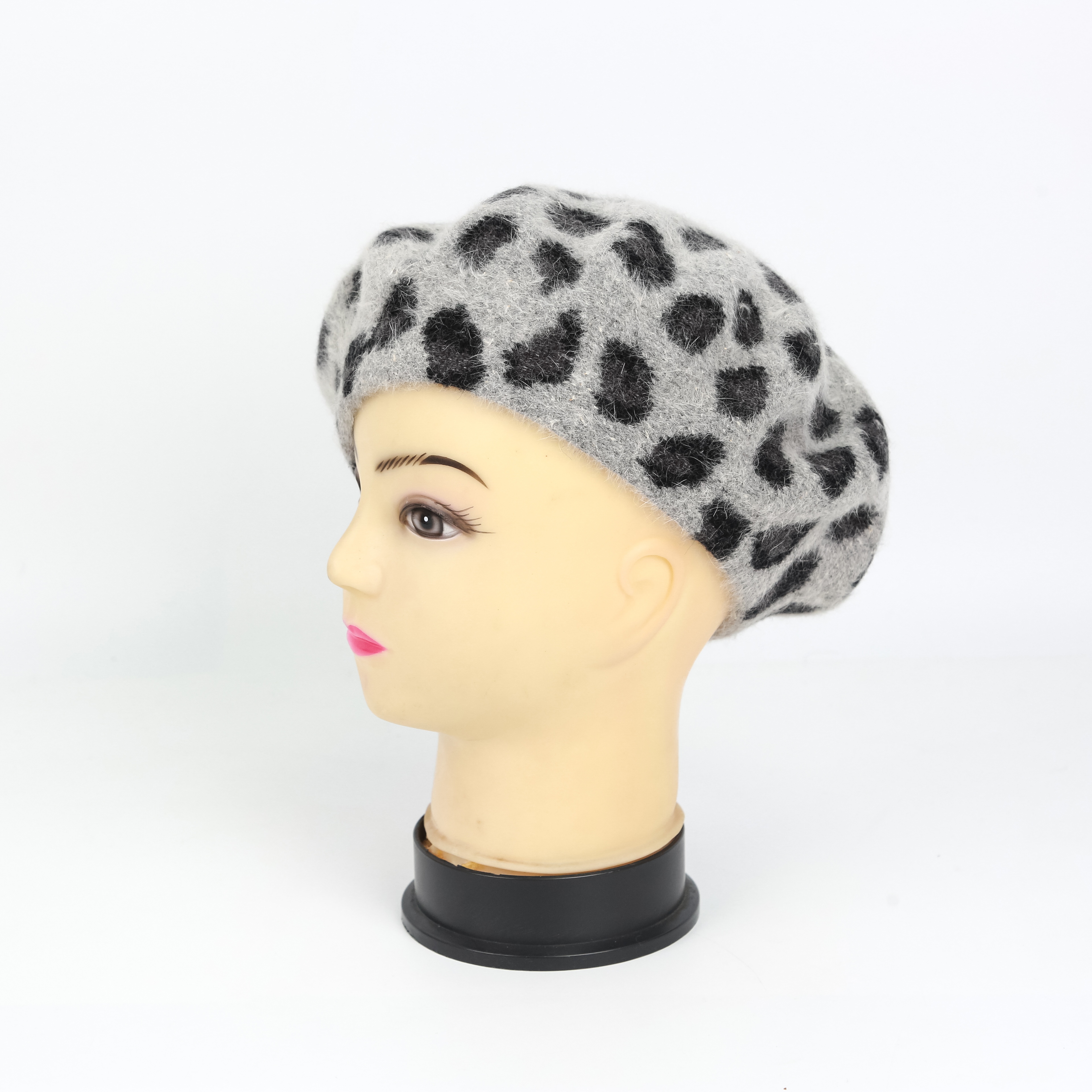 Korean Version Of Autumn And Winter Angora Rabbit Hair Leopard Print Beret Network Red Painter Hat With Winter Warm Hat Tide Application Scenario