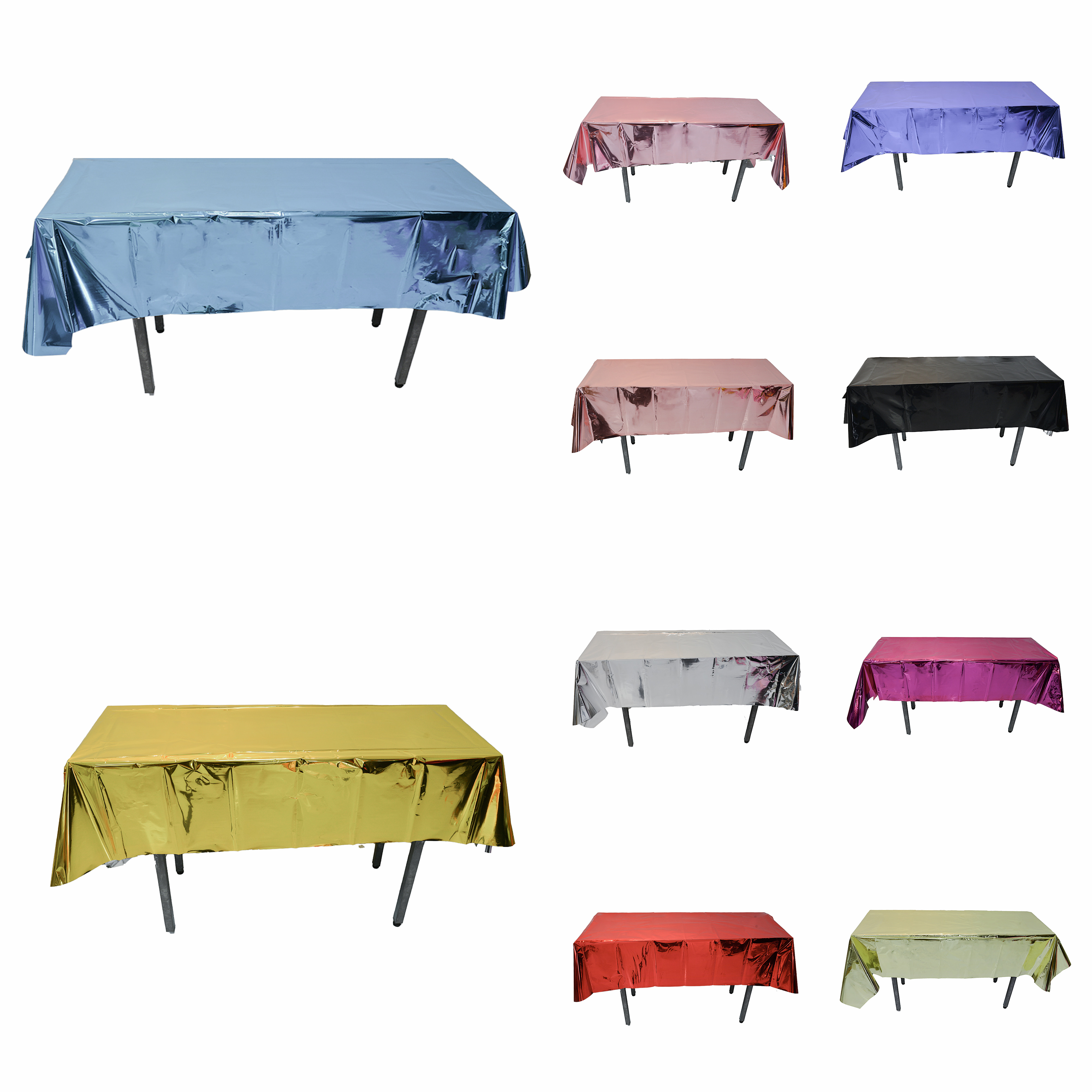 137x183cm Factory direct sales disposable aluminum film plastic picnic cloth Happy Birthday holiday bright aluminum film tablecloth thumbnail