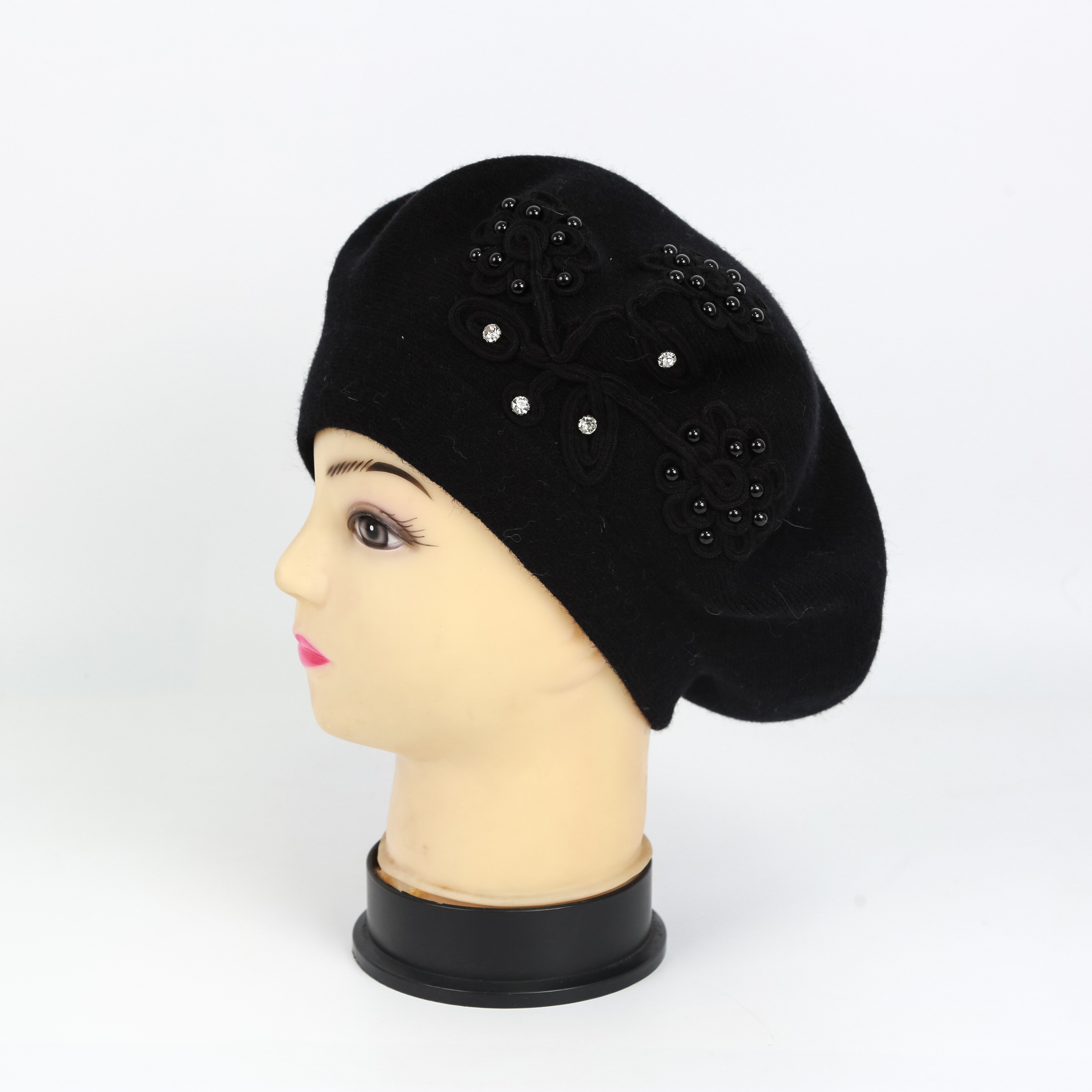Woolen Hat Children's Autumn/Winter Korean Version Of Fashionable Cashmere Hat Casual All-In-One Warm Knit Hand-Embroidered Beret Lady Specification drawing