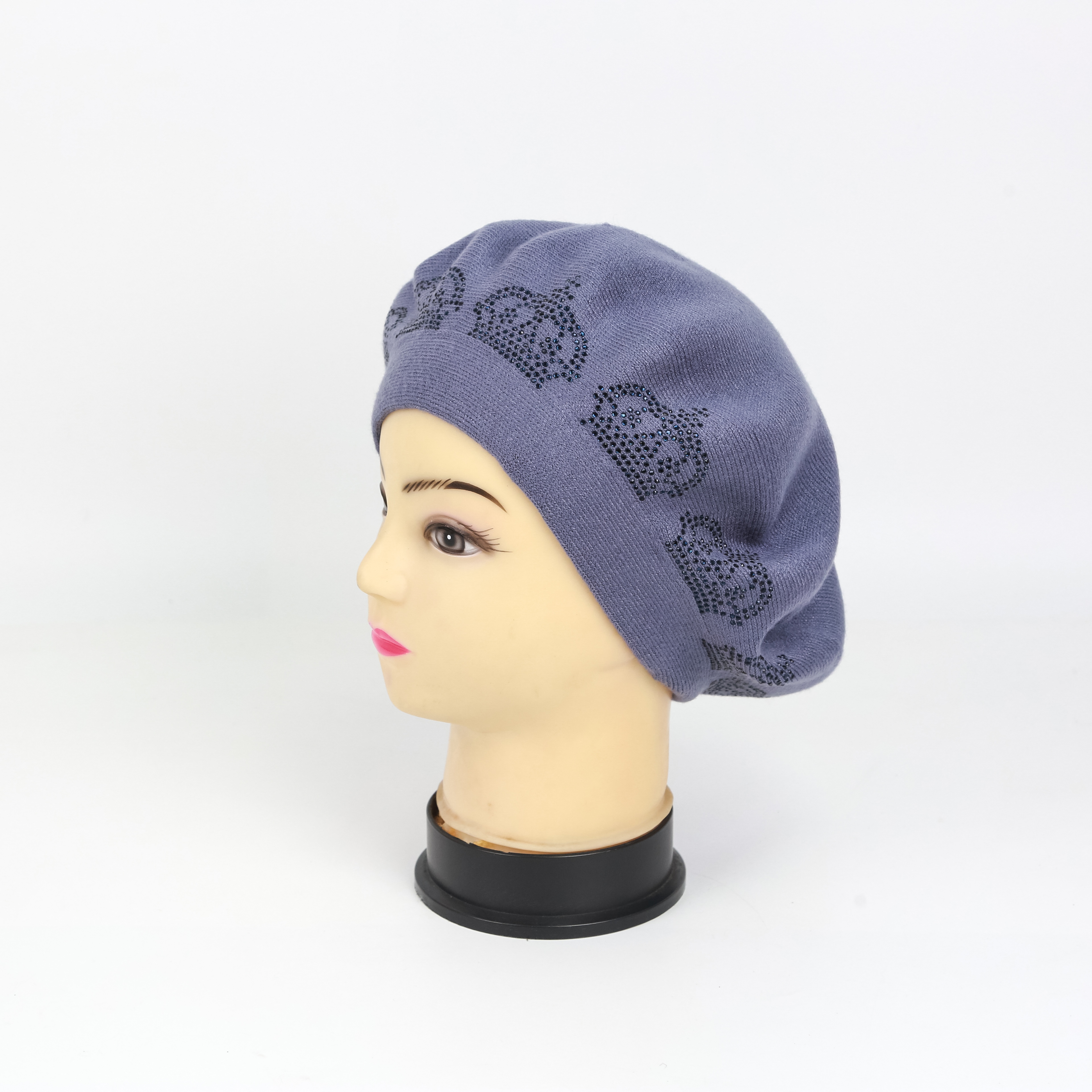 Autumn And Winter Beret Hat Women's Japanese Breathable Bud Hat British Elegant Retro Art Dome Korean Fashion Hundred Tower Knitted Hat Hand-Pressed Diamond Painter Hat Specification drawing