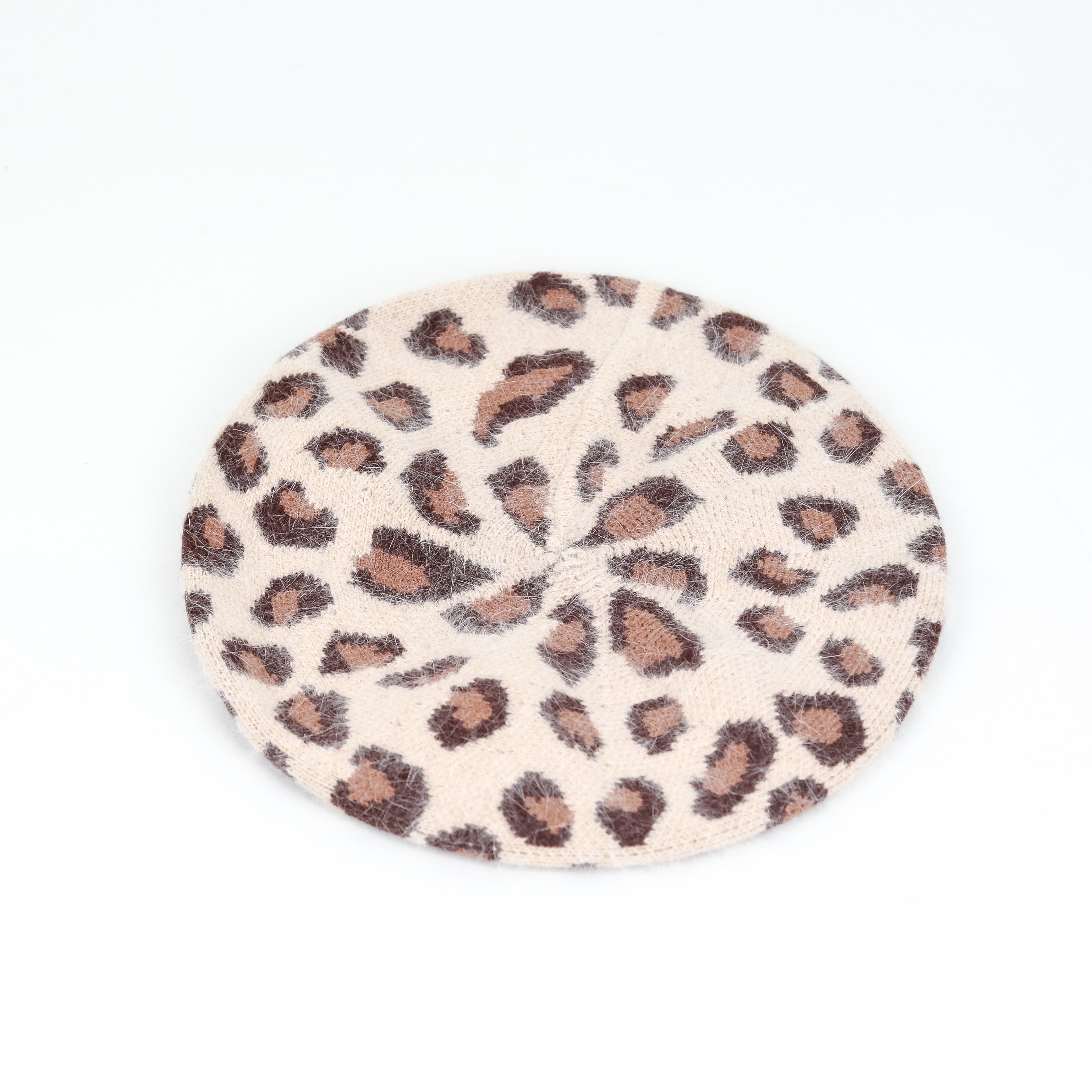 Korean Version Of Autumn And Winter Angora Rabbit Hair Leopard Print Beret Network Red Painter Hat With Winter Warm Hat Tide Specification drawing